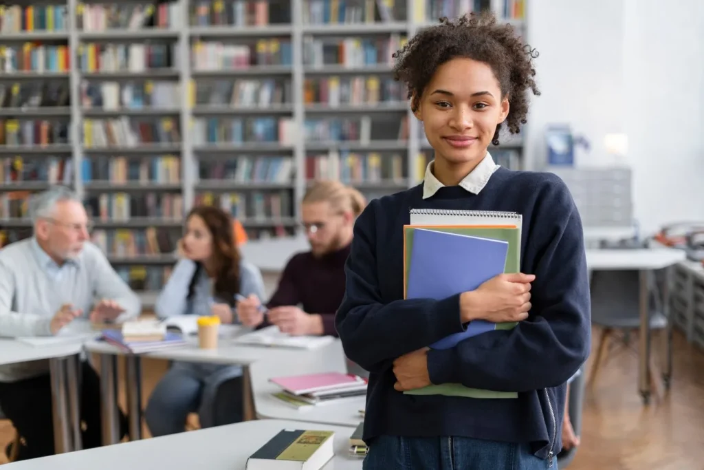 medium shot student holding book