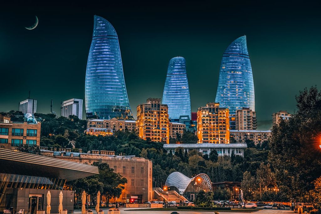 best places visit in baku flame towers night